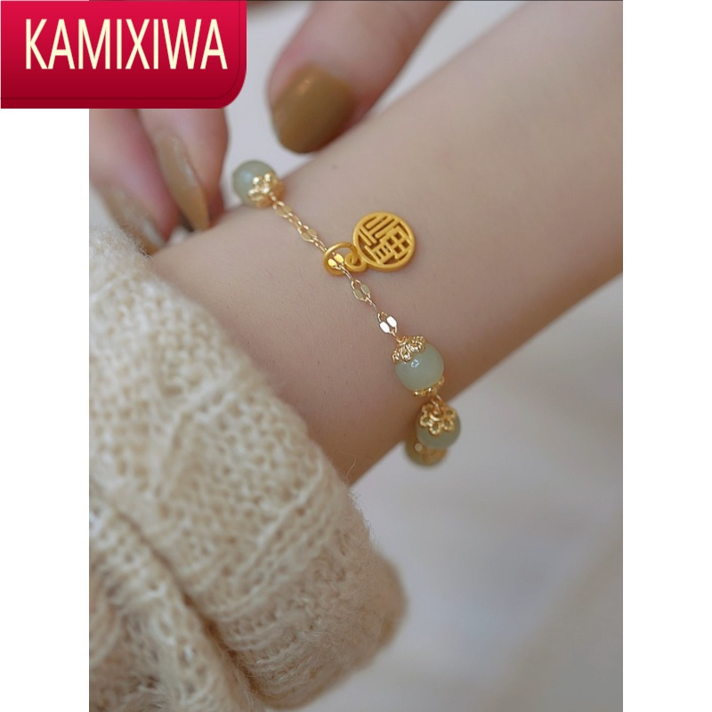 KAMIXIWA三生一世和田玉福牌手链复古高级感ins小众设计闺蜜礼物好运