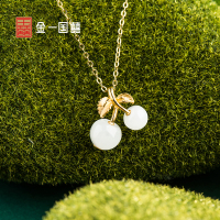 金一 国囍足金甜蜜樱桃女士和田玉吊坠赠银链(定价)ZJDZ008