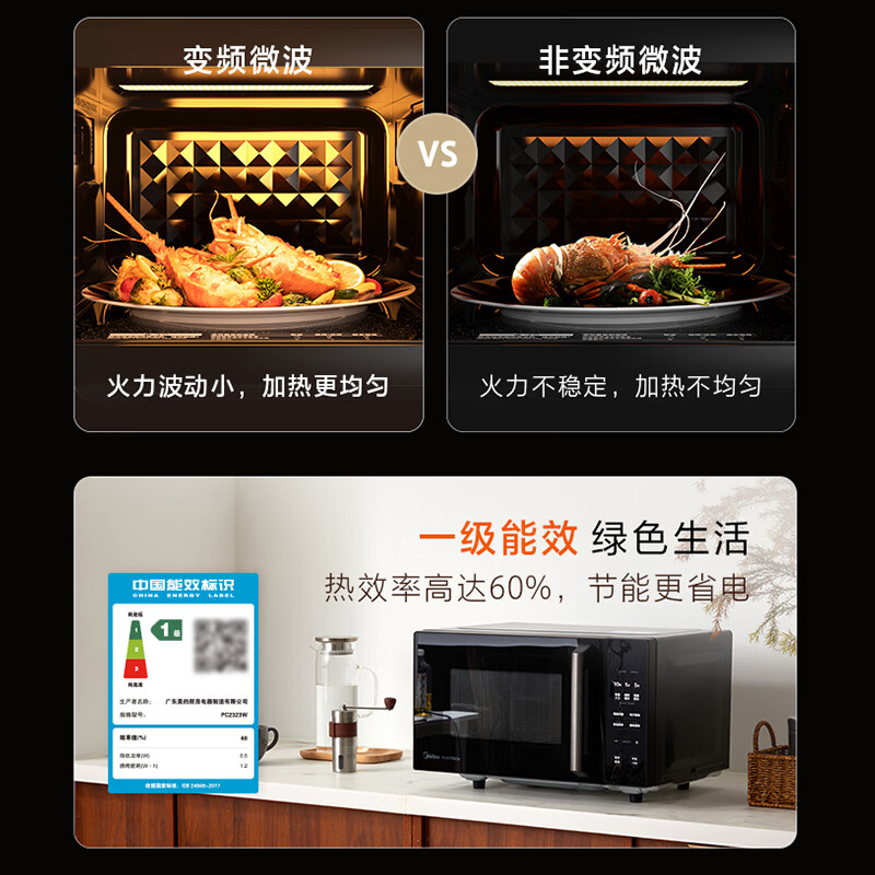 美的(Midea)微波炉变频微波炉烤箱一体机 家用光波炉一级能效25升大容量900W大功率高清大图