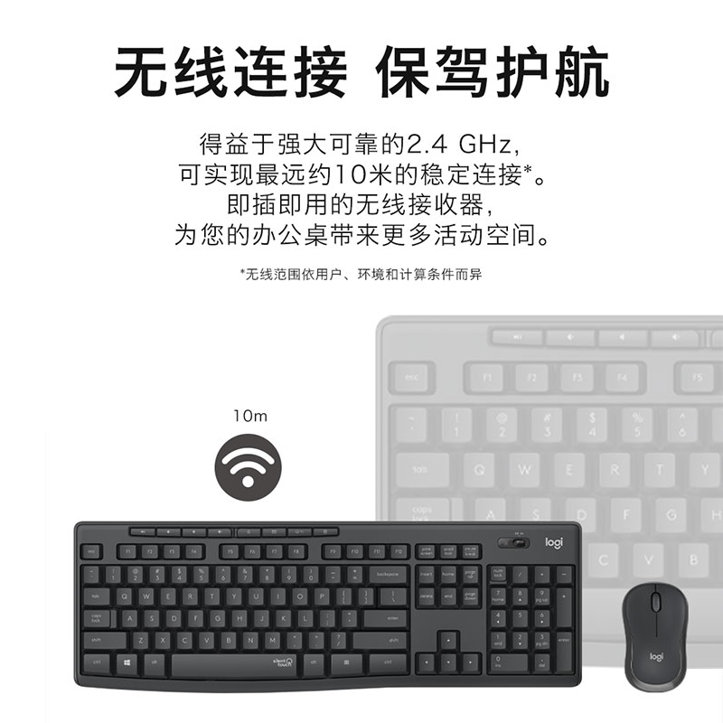 罗技MK295无线轻音键盘鼠标套装台式电脑笔记本家用办公打字高清大图