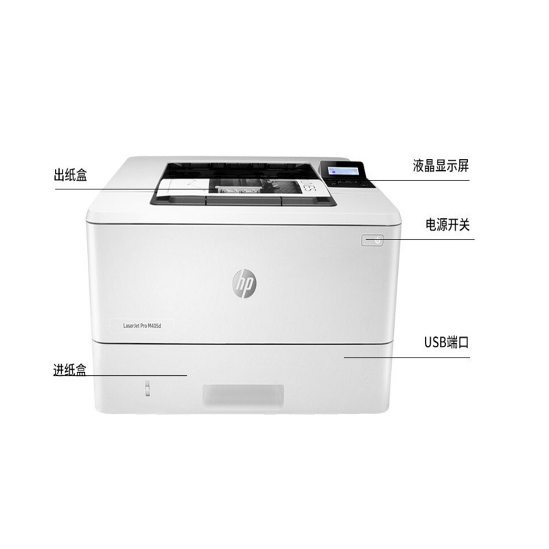 惠普(HP)M405d/405dn/405n/405dW打印机黑白激光A4幅面高速打印商用办公打印机自动双面打印机 官配