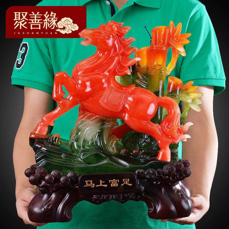 家柏饰(CORATED)马上富足马摆件马富贵竹创意家居装饰品现代简约办公室工艺品高清大图