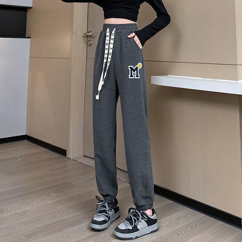 CACHE CACHE休闲运动裤女2022新款束脚高腰哈伦卫裤宽松百搭裤子