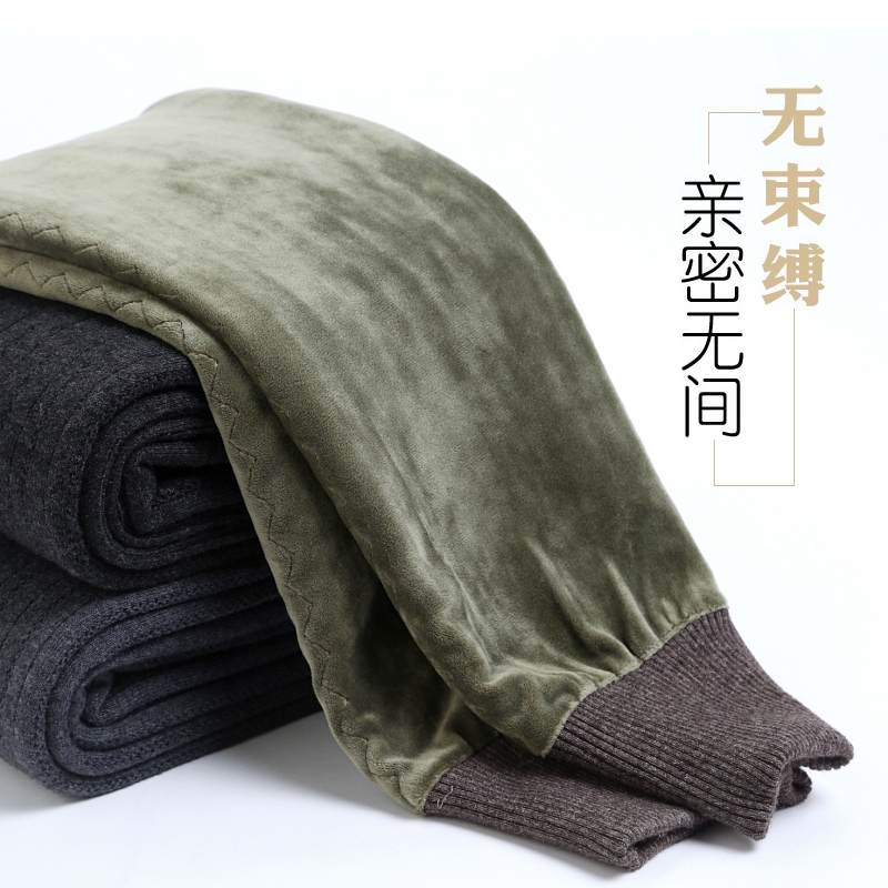 免费试穿 春秋装全托护腰加厚羊绒裤男女加绒高腰保暖裤线裤中老年人毛线裤打底裤2024新款保暖裤男大码内穿毛裤加绒裤男裤高清大图