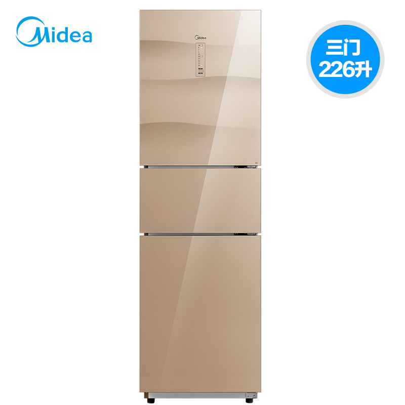 [二手][99新]美的(Midea)BCD-226WTGPM(E)格调金冰箱三门226L一级变频新风冷净味玻璃面板多电冰箱