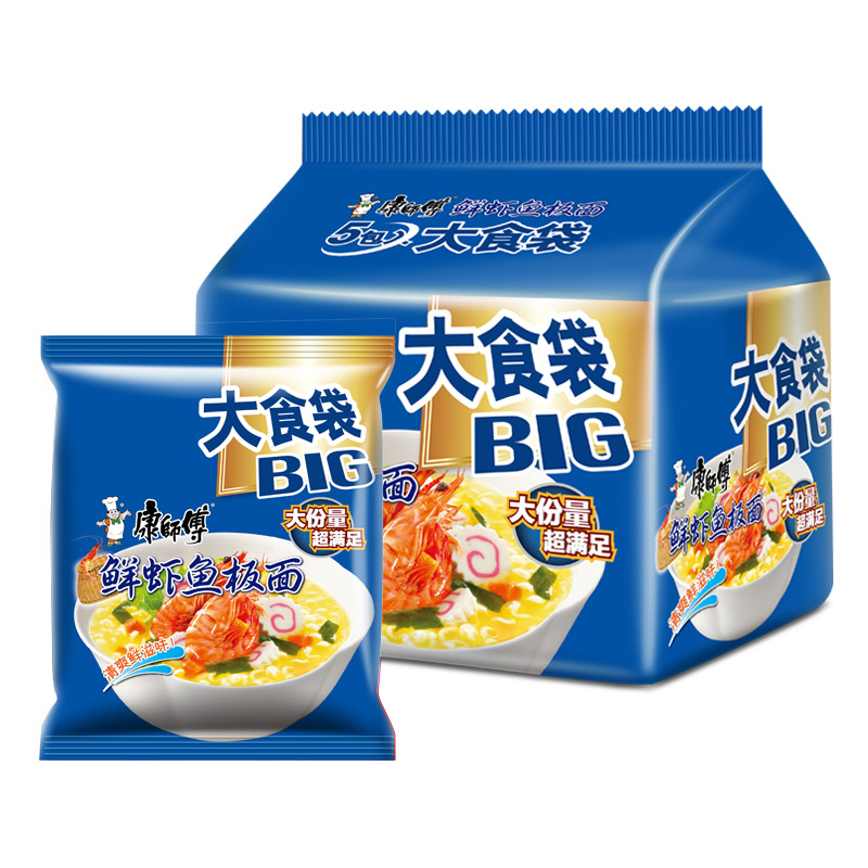 康师傅big鲜虾五连包139g*5方便面非常的划算,不错不错-苏宁易购
