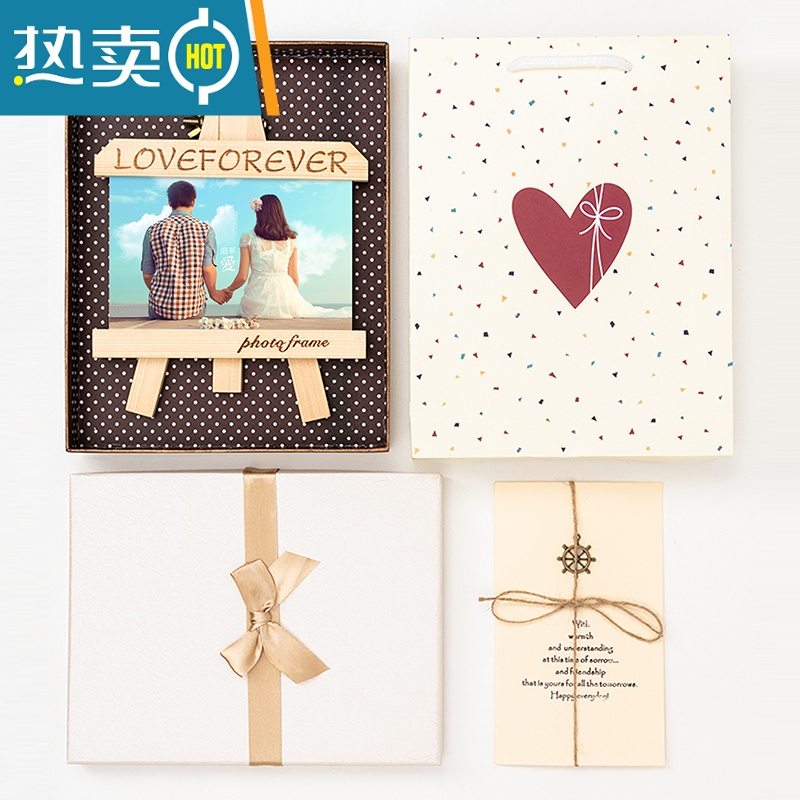 敬平DIY可爱木质相框摆台6七7寸5创意定制照片打印加相册摆件情侣礼物 横摆空白 8寸北欧画架+照片冲洗高清大图