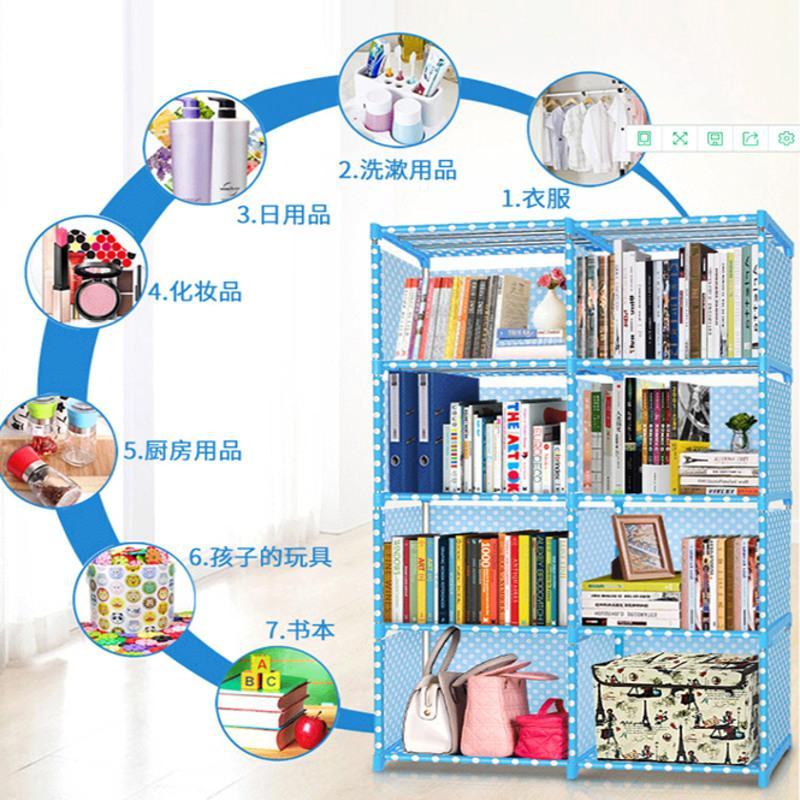 简易书架多层落地置物架学生桌上书柜儿童简约现代玩具储物收纳架 一格银灰[带后围布]