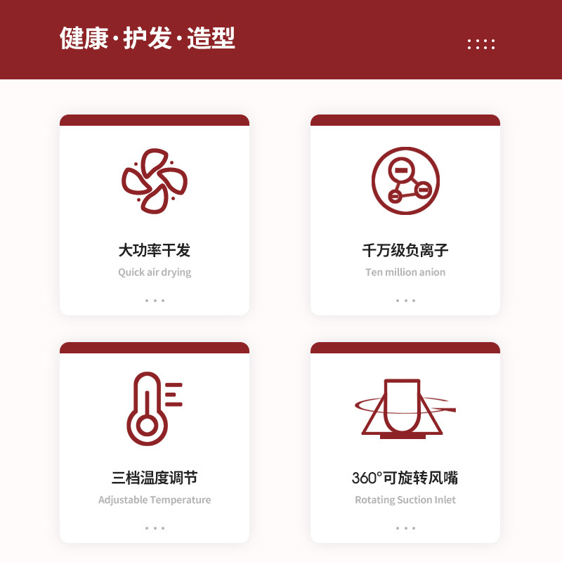 西屋(WESTINGHOUSE) 吹风机家用负离子护发大风量网红款电吹风 H204高清大图