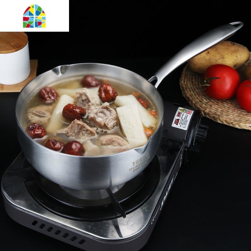 不锈钢奶锅304 加厚热奶锅不粘锅多功能迷你小锅加厚汤锅 FENGHOU 20CM五层复合钢不带盖图片