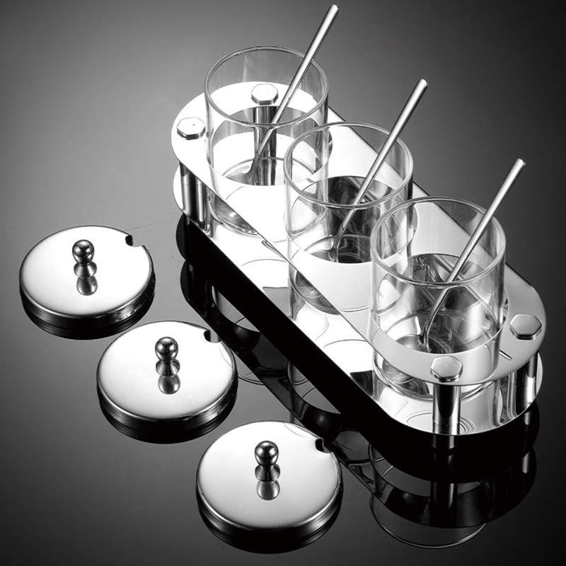 海亚森 TK-3143 加厚玻璃+304不锈钢调味罐 3罐/套(计价单位:套)高清大图