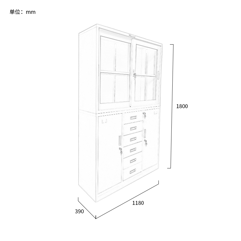 富莱斯宝 推拉门文件柜铁皮文件柜 1800*1180*390 个高清大图