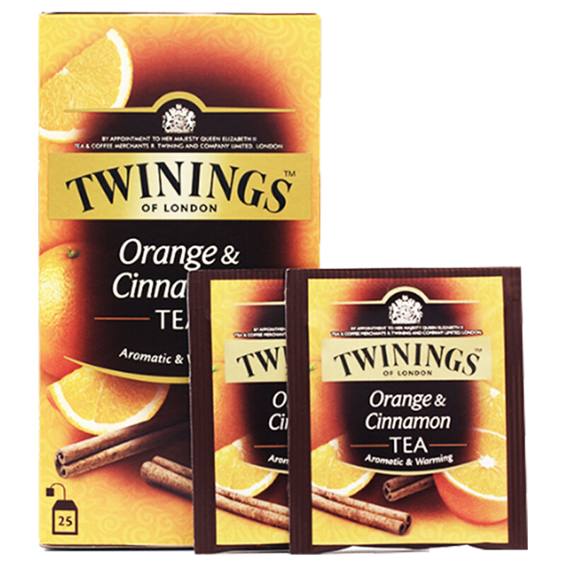 英国川宁(TWININGS) 柑桔肉桂果香红茶25包*2g 波兰进口茶叶袋泡茶包