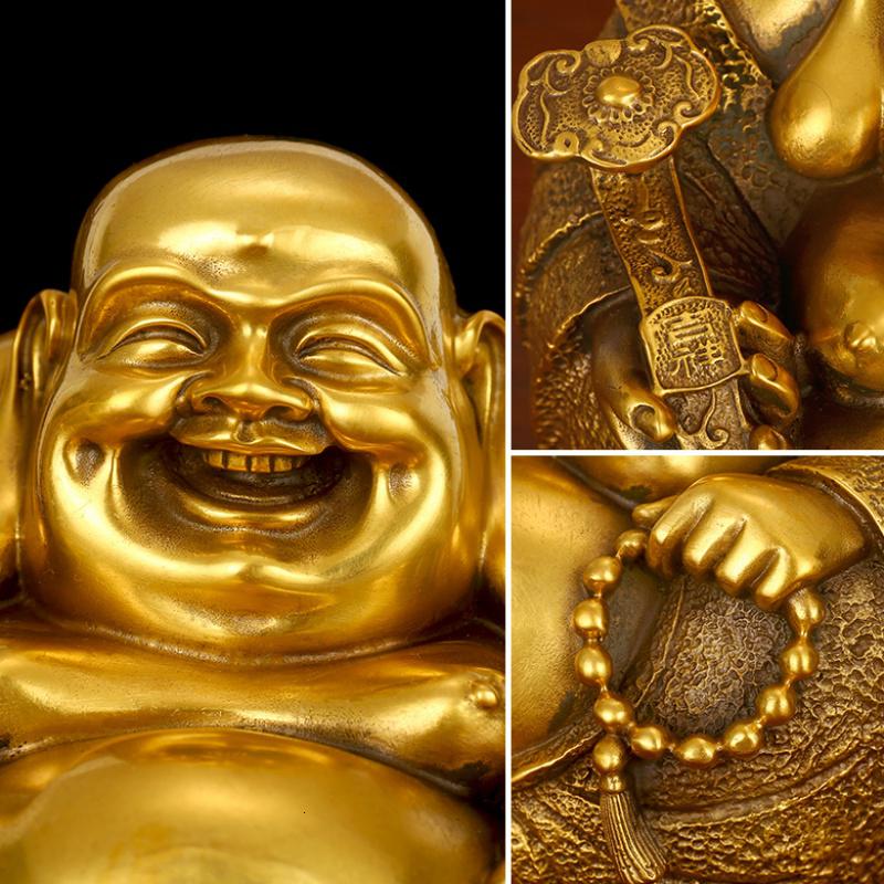 家柏饰(CORATED)铜弥勒佛像铜大肚笑佛弥勒佛摆件工艺品家居供奉金佛像摆设高清大图