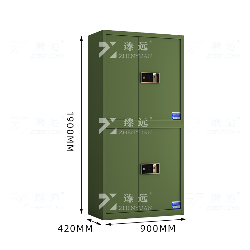 臻远 ZYJJ-80085 保密柜 绿色分双节指纹锁 长900*宽420*高1900mm 单位:1台高清大图