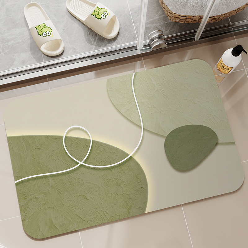 卫生间地垫厕所门口防滑脚垫洗手间硅藻泥吸水垫浴室专用速干地毯高清大图