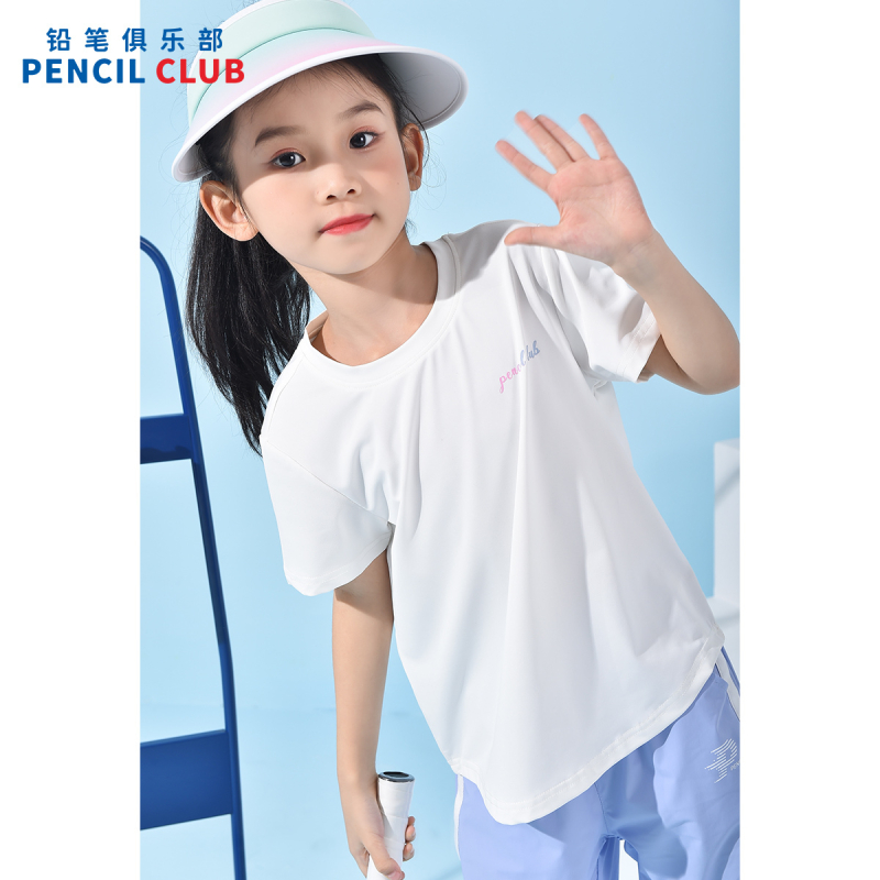 [一口价29元]铅笔俱乐部童装2025夏装新款女童t恤儿童速干短袖中大童薄款上衣