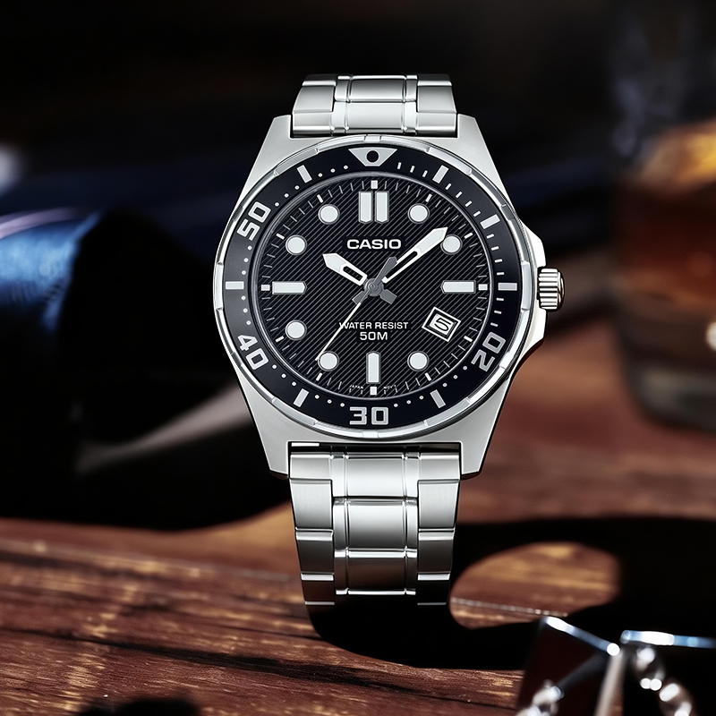 卡西欧男生手表EDIFICE官方正品复古时尚指针运动休闲石英表MTD-135D高清大图