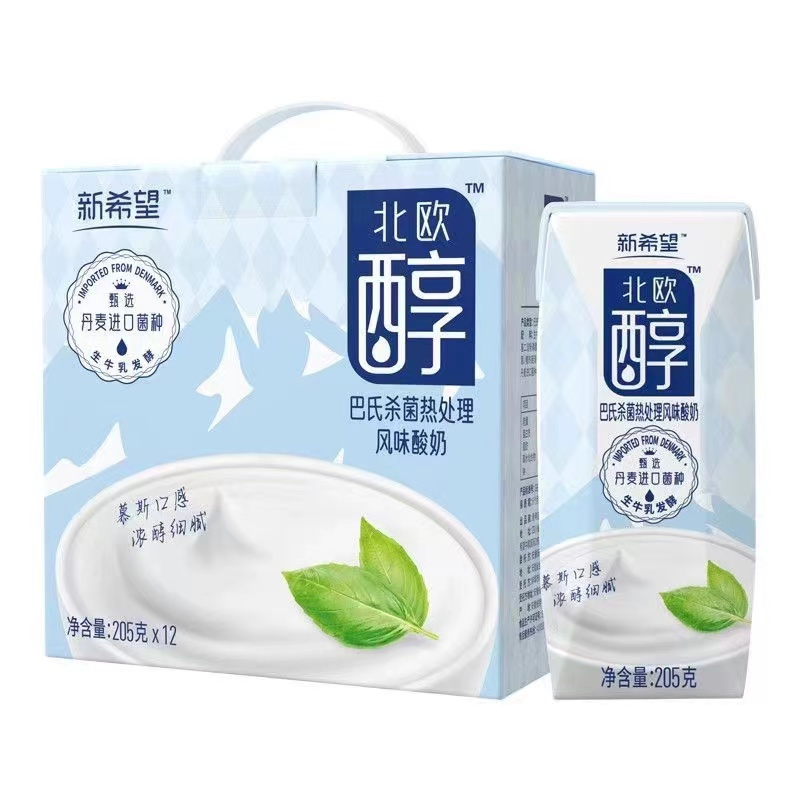 新希望北欧醇酸奶 205g*12盒 生牛乳发酵 巴氏杀菌 新鲜日期