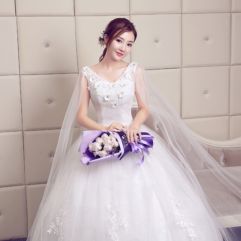 婚纱礼服2018新款新娘一字肩韩式修身显瘦公主梦幻拖尾夏季结婚女白色
