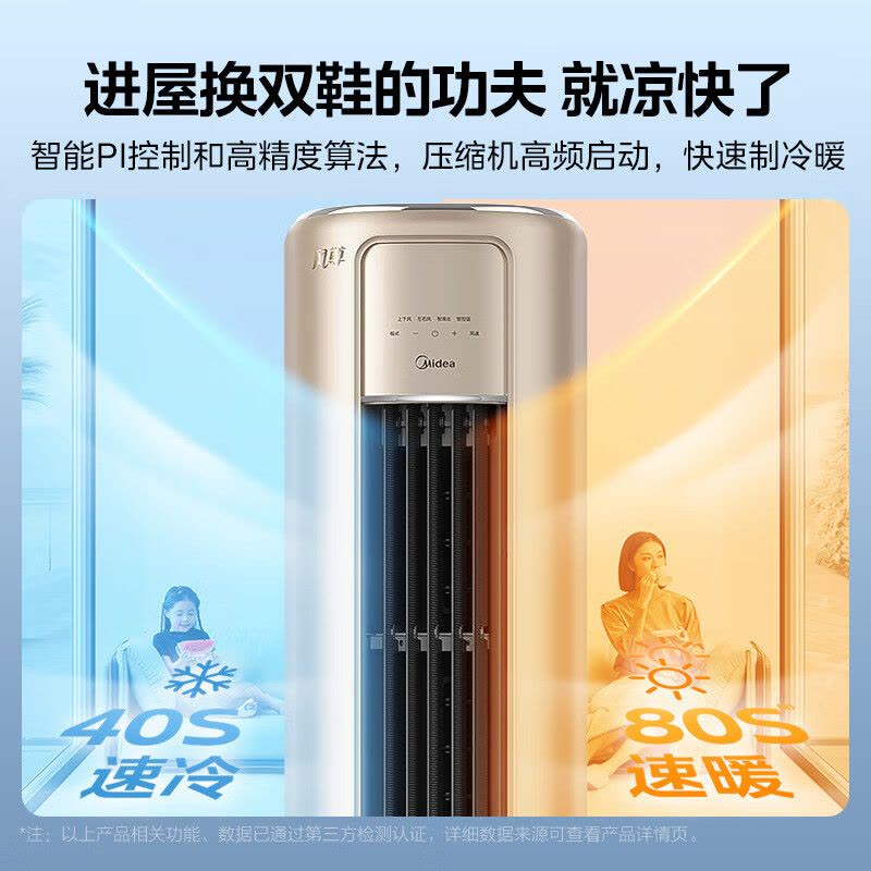 美的(Midea)3匹空调风尊智慧控风一级变频圆柱式冷暖客厅柜机大风口手机智控防直吹自清洁KFR-72LW/N8MZB1图片