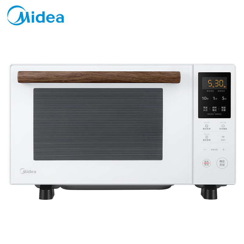 美的(Midea) 白色家用智能微波炉 智能家电 光波烧烤 手机APP控制 云食谱智能解冻PC2322W