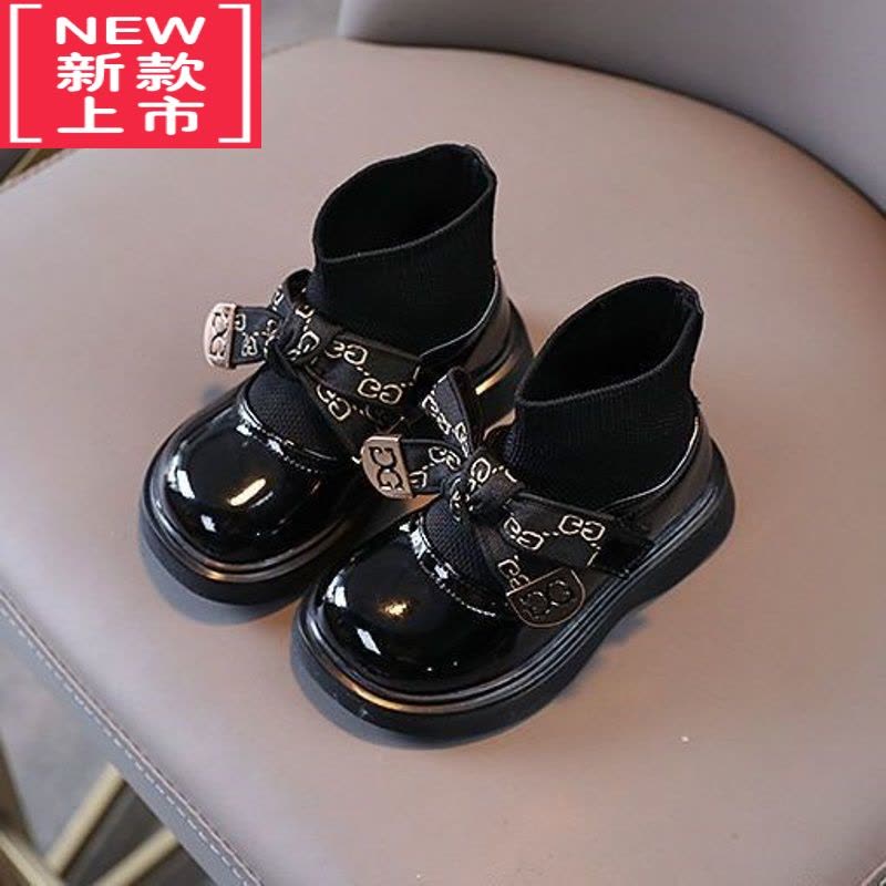 可莉允2022女童靴子春秋单靴小童软底黑色洋气女宝宝短靴女孩幼儿公主鞋图片