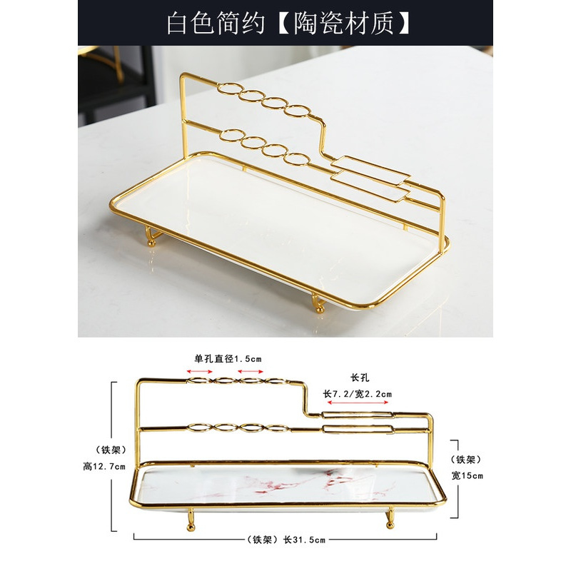 网红卫生间桌面摆台欧式电动化妆品洗漱台收纳盒置物架 三维工匠 单层笔架白色陶瓷款牙刷架