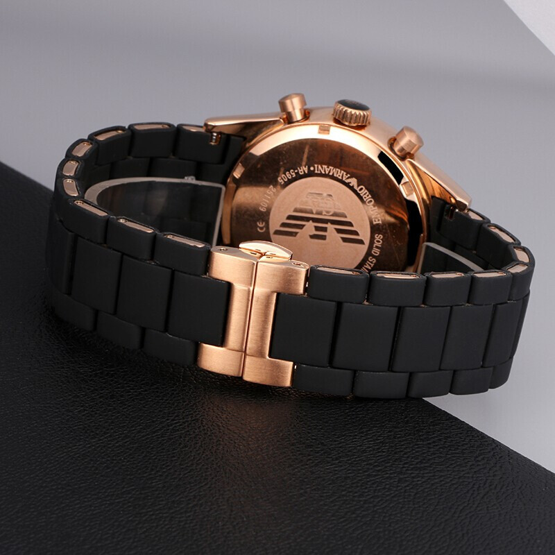 阿玛尼(EMPORIO ARMANI) 情侣手表 欧美品牌欧美经典时尚商务休闲硅胶表带 石英表 情侣AR5905