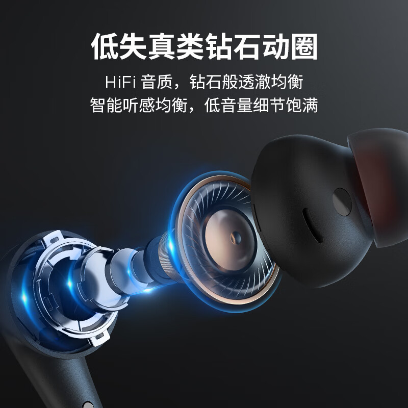 1MORE Aero万魔蓝牙耳机 无线降噪耳机 空间音频 手机耳机 ComfoBudsPro升级 适用于华为黑色