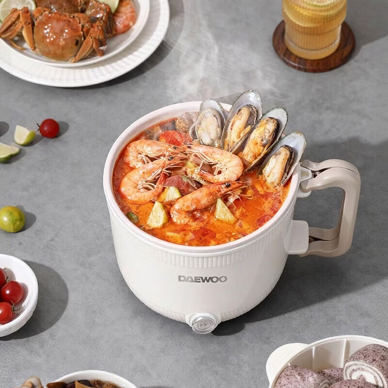大宇(DAEWOO)多功能小型蒸煮电火锅宿舍学生煮面电煮锅 1L[DYZG-1056A]高清大图