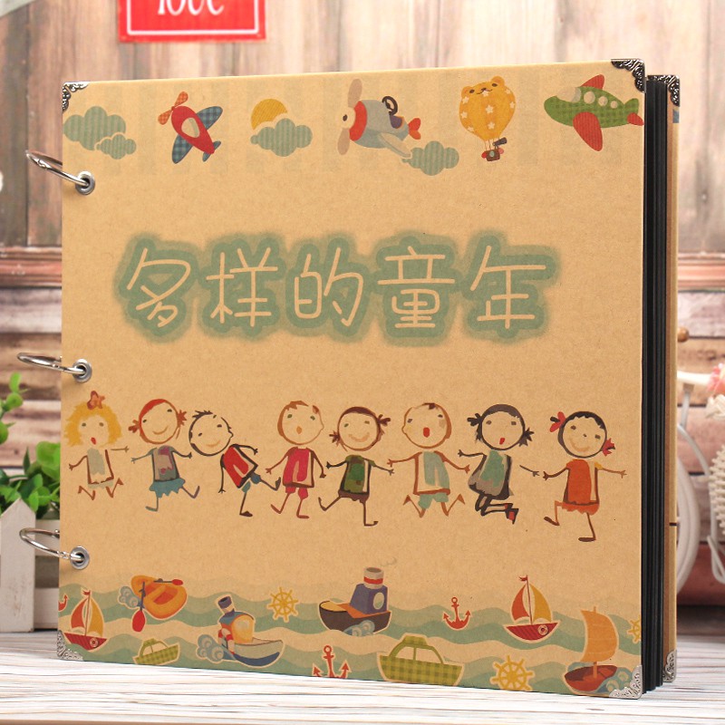 15寸成长相册diy手工粘贴式纪念册自制相册本送手绘配件工具材料 三维工匠 ＄15寸橘色小象