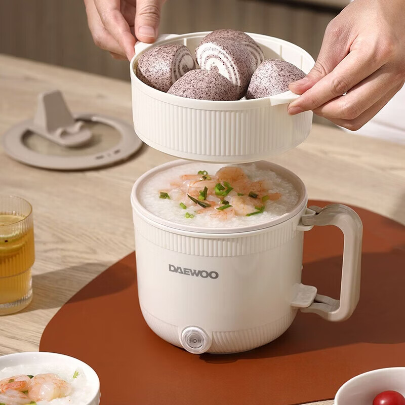 大宇(DAEWOO)多功能小型蒸煮电火锅宿舍学生煮面电煮锅 1L[DYZG-1056A]高清大图