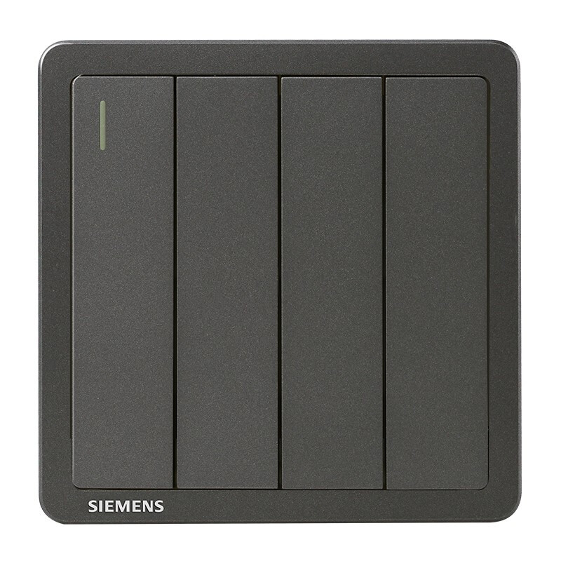 西门子（SIEMENS）开关插座面板 致典系列金属黑灰色开关插座 四开单控带荧光