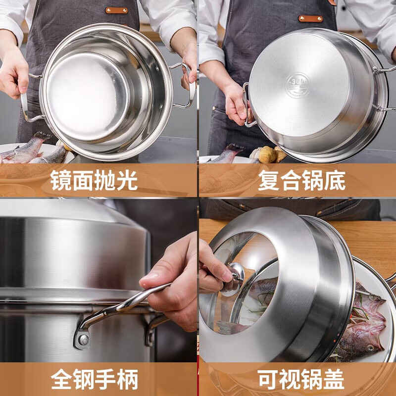 斯阁睿304多用三层不锈钢蒸锅SGR-CJ006 28cm(单位:个)不锈钢色高清大图