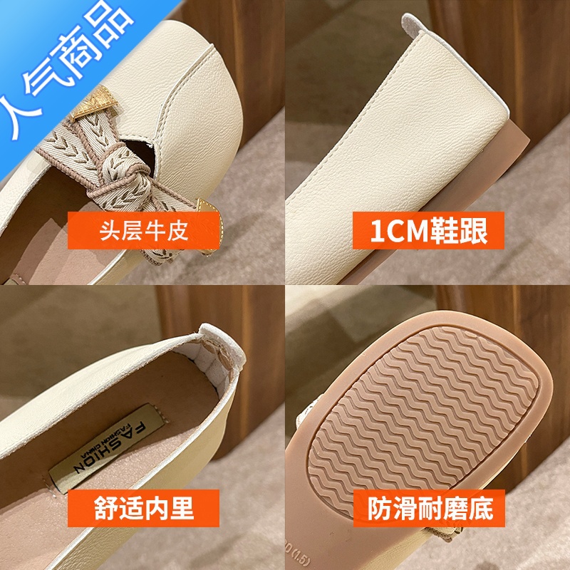 SUNTEK软底蝴蝶结单鞋女浅口百搭小白鞋春夏平底鞋子新款奶奶乐福底高清大图