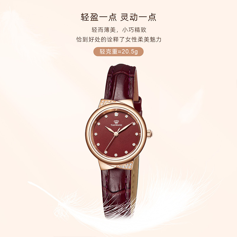 天王手表 女士石英表精致气质女表时尚休闲ins风圆形女士腕表3951高清大图