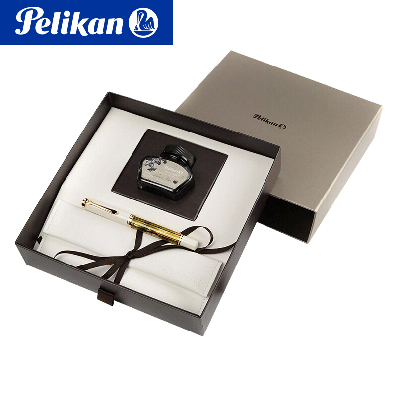 百利金(Pelikan )M401白乌龟M400玳瑁纹钢笔14K金 方形礼盒