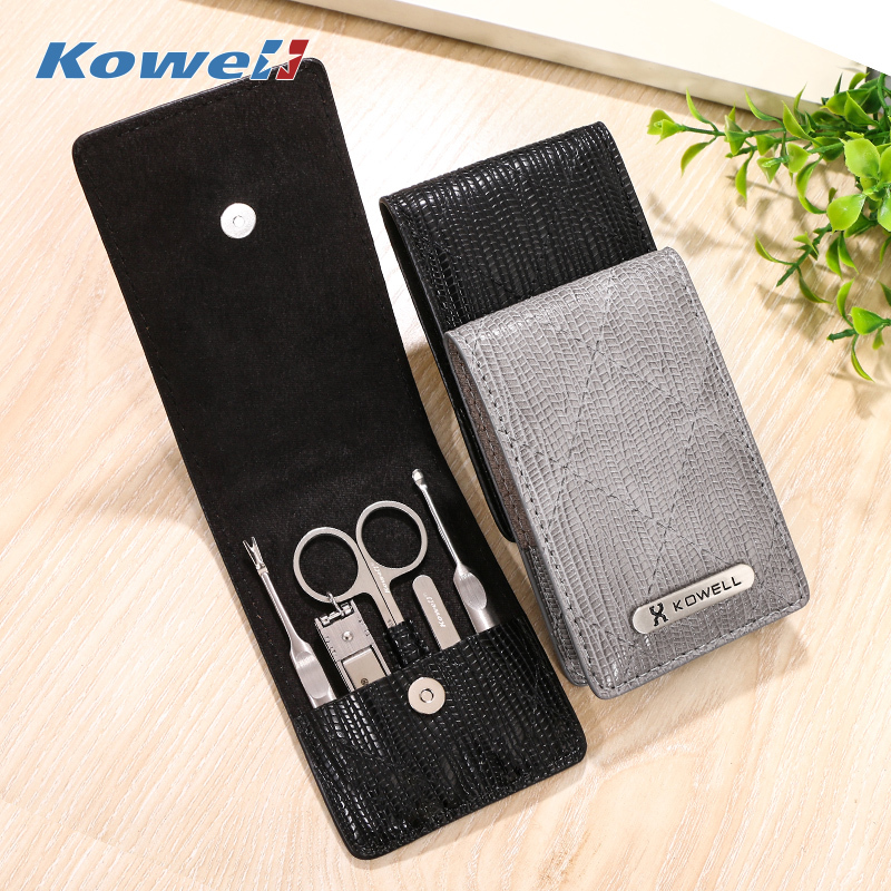韩国(kowell)进口指甲刀套装多功能不锈钢指甲剪家用修甲美甲修脚刀套装黑色