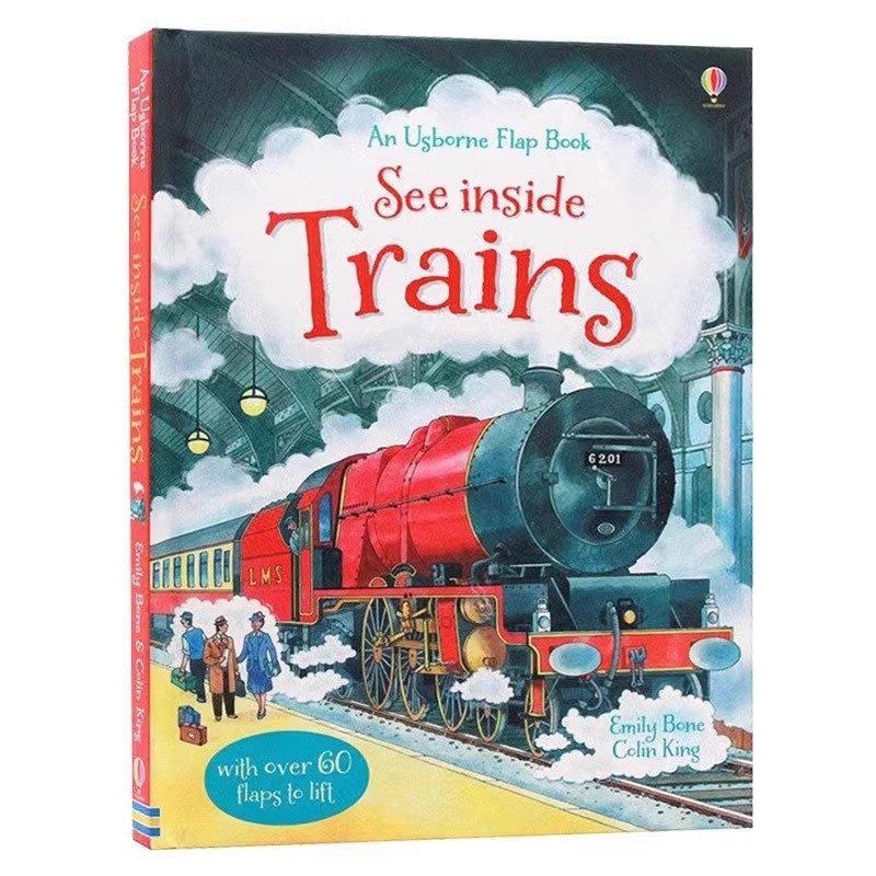 [正版]Usborne看里面系列 火车 英文原版绘本 See Inside Trains 精装大开纸板翻翻书 儿童科普