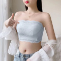 浪莎大胸显小胸无肩带内衣女裹抹胸防走光防滑聚拢夏超薄款文胸罩 40/90B 蓝色