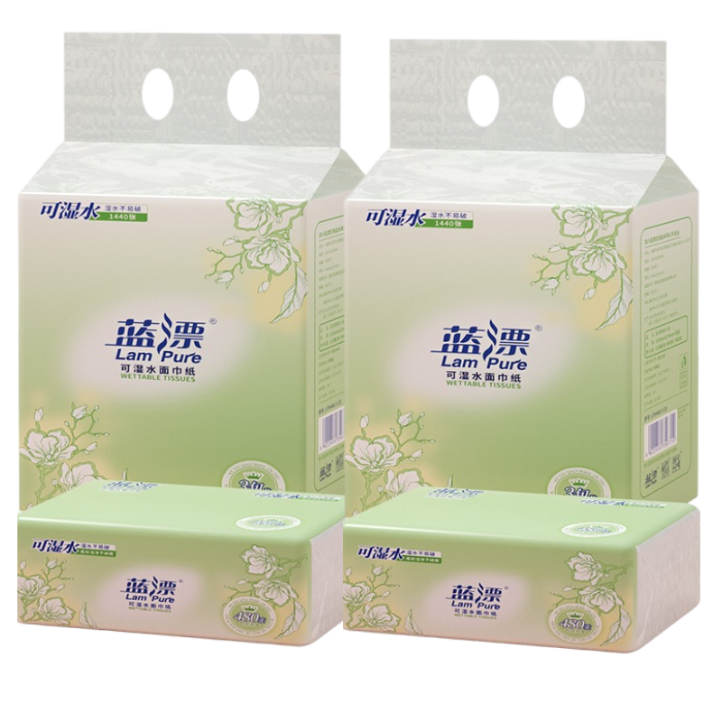 蓝漂(Lampure) LP-6714 153mm*190mm(4层)*480张 3包*1提 面巾纸 白色