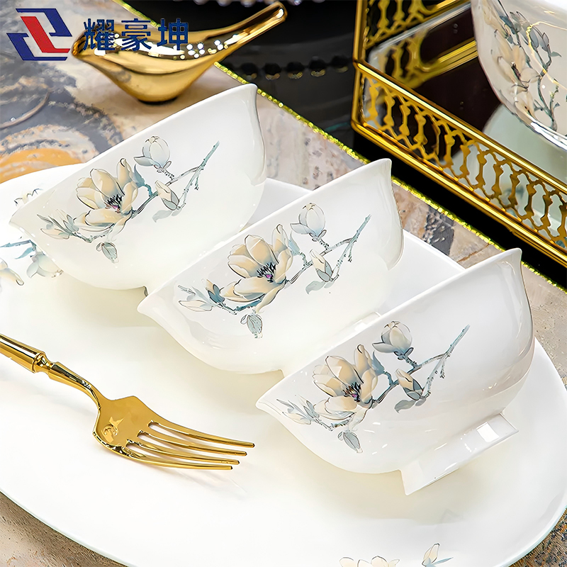 耀豪坤 骨瓷餐具套装礼品盒装 60件套YHLQ-60A/套高清大图