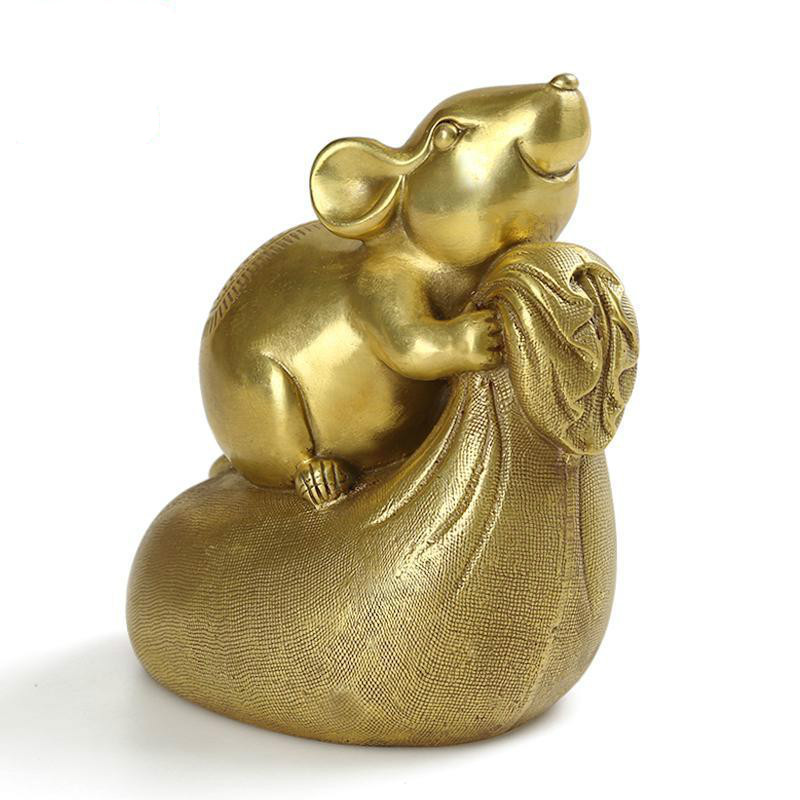 开运金钱鼠摆件财运铜老鼠摆件十二生肖老鼠居家风水礼品_695