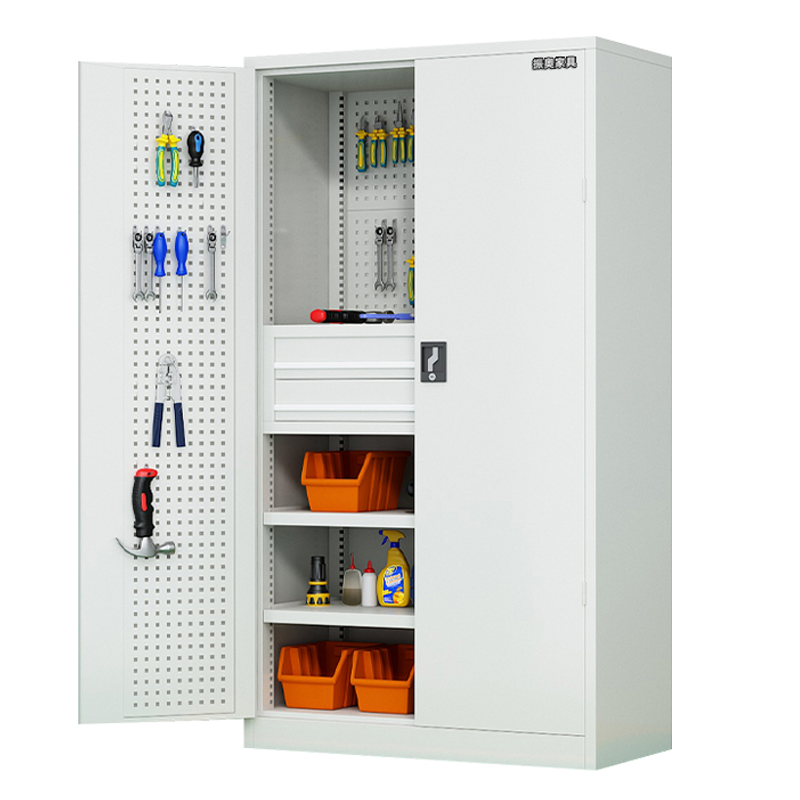 振奥 工具柜重型工具柜五金零件柜多功能加厚车间置物柜 1800x1000x500mm/台(三层二抽带挂板灰白)
