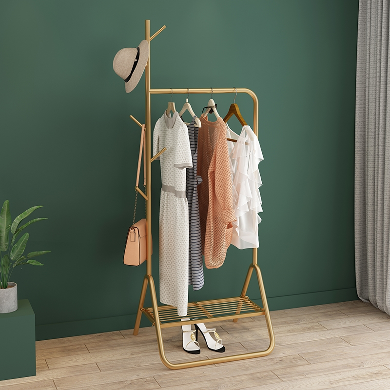 简约现代铁艺网红衣帽架落地阿斯卡利简易衣服卧室家用置物收纳挂衣