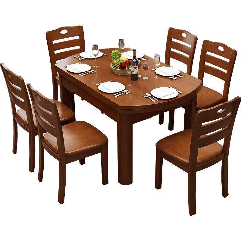 汐岩实木餐桌椅组合伸缩折叠两用圆桌现代简约餐桌家用小户型吃饭桌子 1.5米单桌（颜色备注）