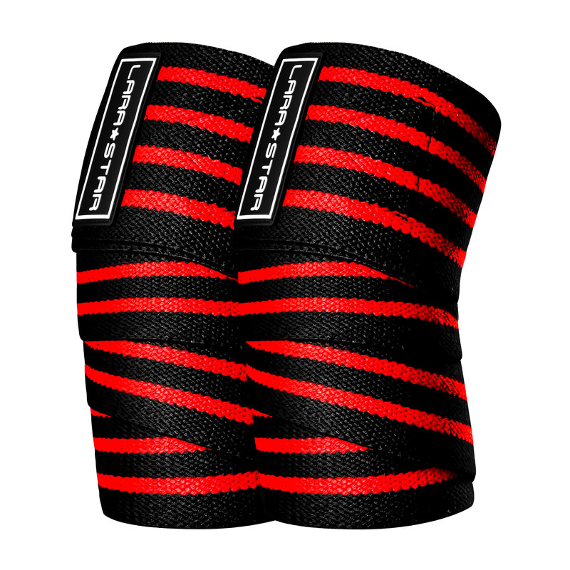 劳拉之星LS0507健身护肘男女加压力量缠绕护手肘弹力绷带卧推护具 红黑条纹均码 均码