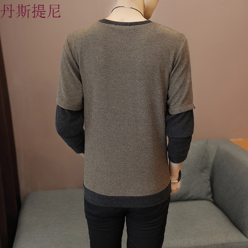 长袖T恤男装韩版修身圆领小衫秋衣服秋季卫衣男士打底衫潮流体恤