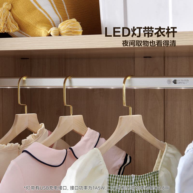 全友家居 儿童衣柜平开门现代轻奢卧室家用衣橱带抽屉边桌大容量储物衣柜组合图片